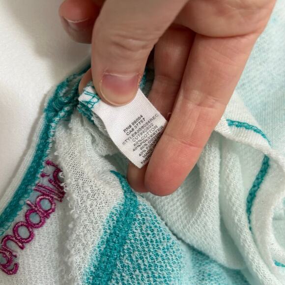 Billabong Pullover Graphic Hoodie Sweatshirt Women's Large Blue Pink Heart Y2K - Picture 9 of 10